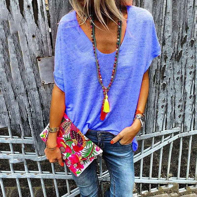 Loose T shirt Women Oversized Candy Color V Neck Ladies Sweatshirt Short Sleeve Summer Tee Female Loose Top
Loose T shirt Women Oversized Candy Color V Neck Ladies Sweatshirt Short Sleeve Summer Tee Female Loose Top
