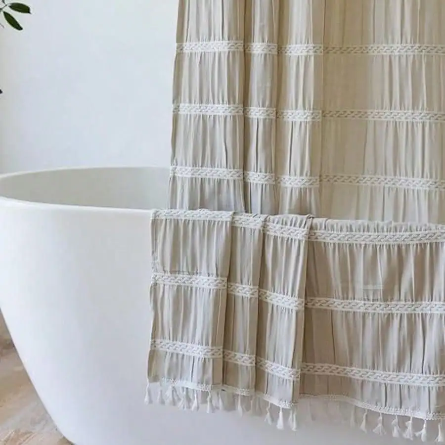 Cream Shower Curtain Fabric Rustic Shower Curtain Farmhouse Striped Cotton Blend Thick Boho Shower Curtains For Country Bathroom Decor, (Beige, 72 X 72)
Cream Shower Curtain Fabric Rustic Shower Curtain Farmhouse Striped Cotton Blend Thick Boho Shower Curtains For Country Bathroom Decor, (Beige, 72 X 72)