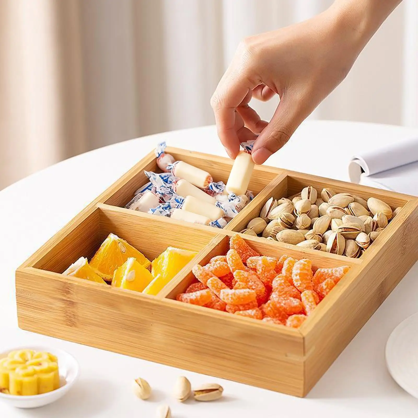 Bamboo Divided Tray with Compartments Luxury Appetizer Platter Decorative Serving Tray for Party Home Decor
Bamboo Divided Tray with Compartments Luxury Appetizer Platter Decorative Serving Tray for Party Home Decor