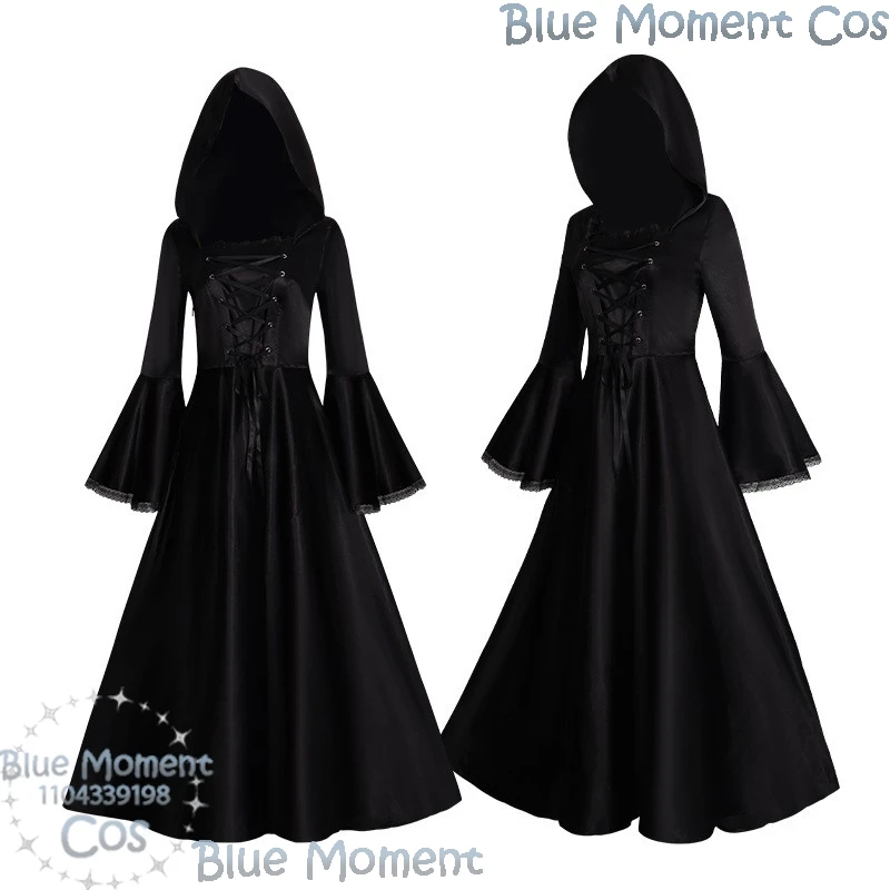 Платье ведьмы, средневековое готическое длинное платье накидке, костюм для косплея на Хэллоуин, для взрослых и женщин, темно-черная одежда, вечерние костюмы на Хэллоуин
Платье ведьмы, средневековое готическое длинное платье накидке, костюм для косплея на Хэллоуин, для взрослых и женщин, темно-черная одежда, вечерние костюмы на Хэллоуин
