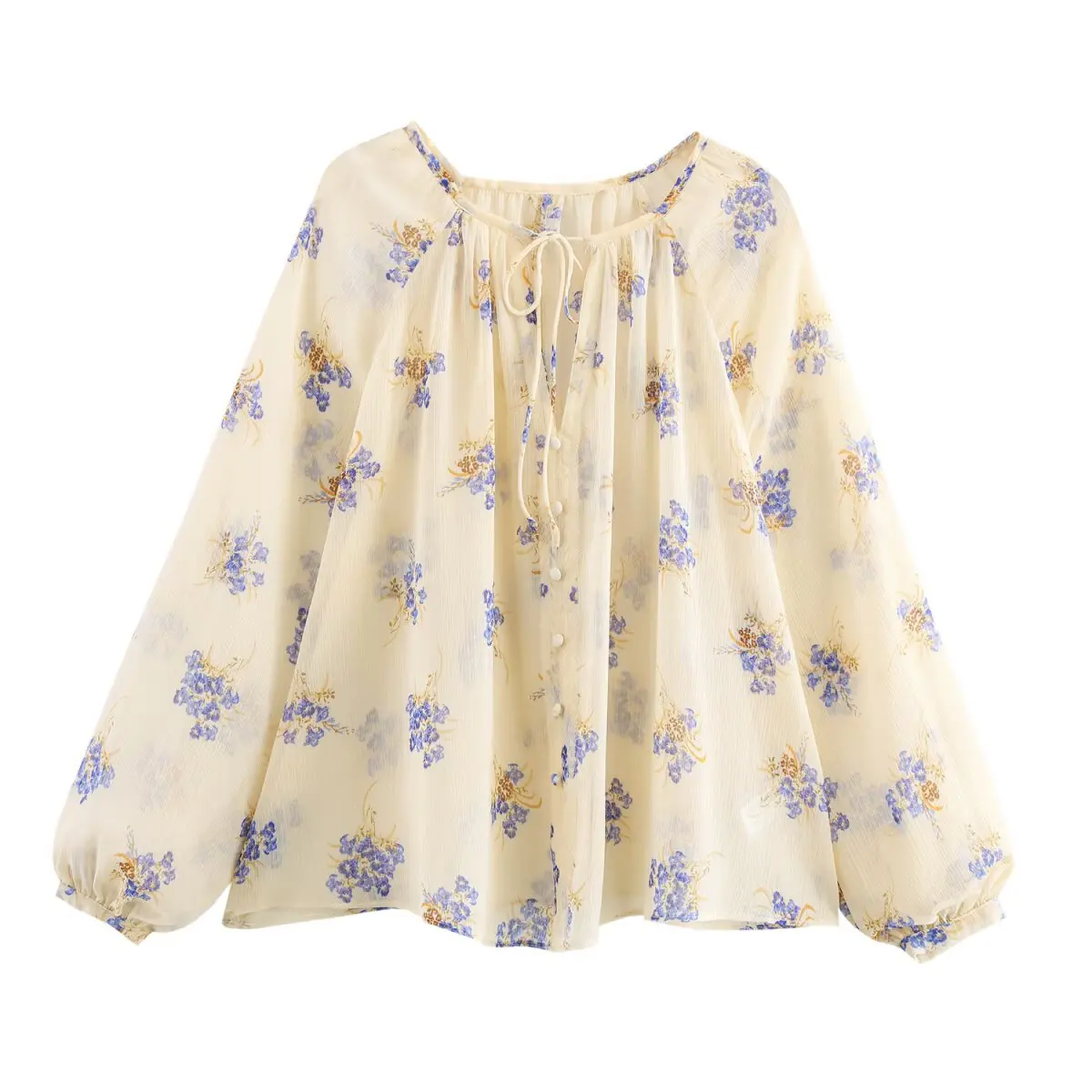ZBZA Women Lace-up Floral Print Blouse Loose Round Neck Long Sleeve Translucent Casual Commuting Sweet Shirt Summer New Chic Top
ZBZA Women Lace-up Floral Print Blouse Loose Round Neck Long Sleeve Translucent Casual Commuting Sweet Shirt Summer New Chic Top