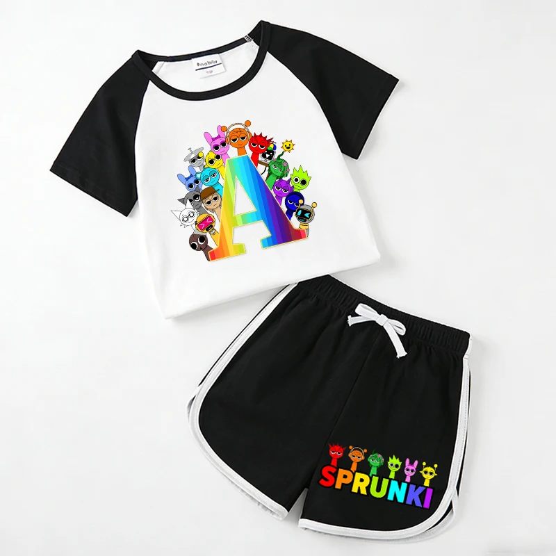 Sprunki Raglan Sleeve Short Sleeves Shorts Suit Cartoon T-shirt Set A-Z Letters Print Sportswear Set Summer Round Neck Tees New
Sprunki Raglan Sleeve Short Sleeves Shorts Suit Cartoon T-shirt Set A-Z Letters Print Sportswear Set Summer Round Neck Tees New