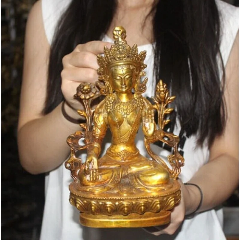 9,6 "; Храм тибетского буддизма Бронзовая позолоченная белая форма Kwan-Yin статуя Будды богини
9,6 "; Храм тибетского буддизма Бронзовая позолоченная белая форма Kwan-Yin статуя Будды богини