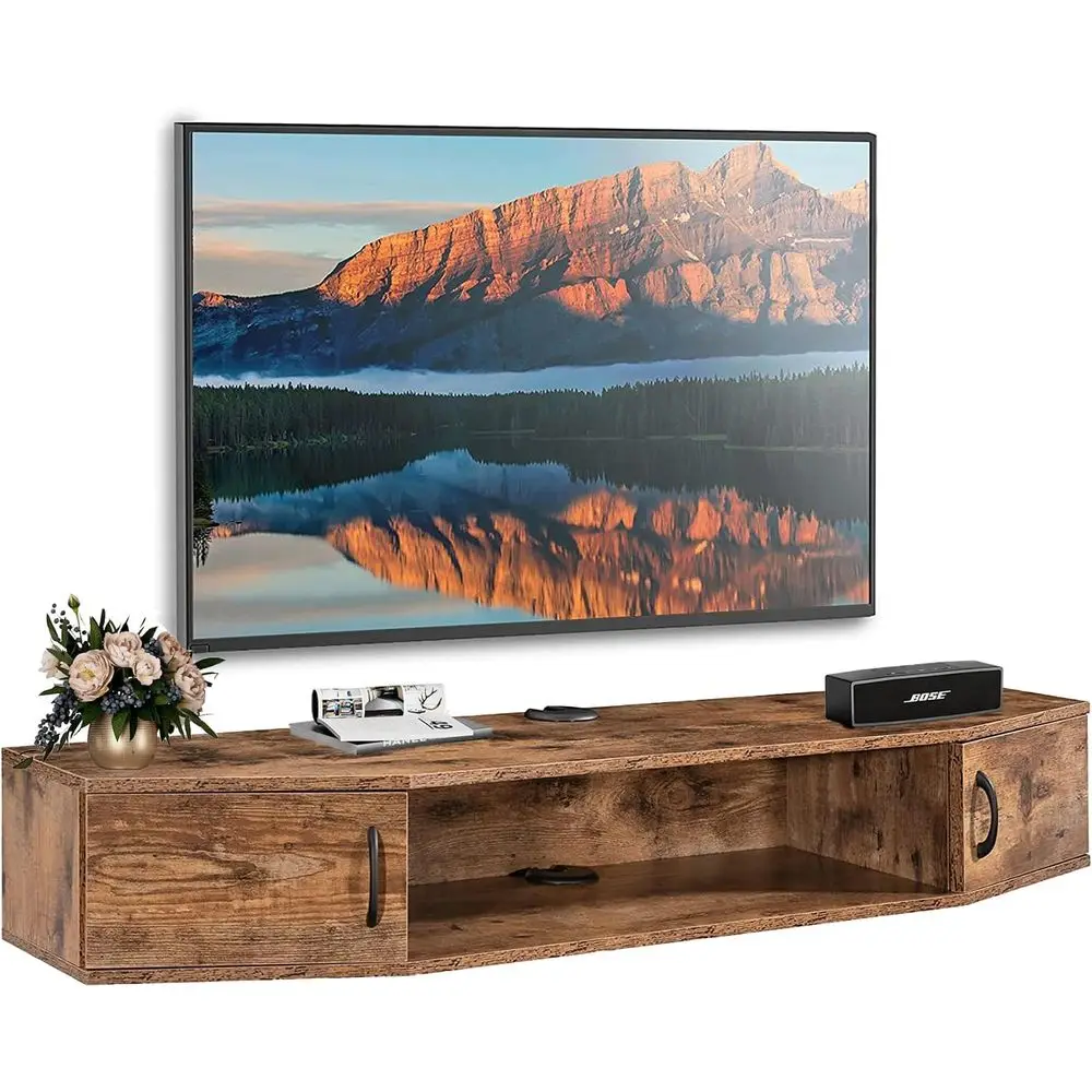 Floating TV Stand for 60 TVs, Wall-Mounted with Door, Wooden Media Shelf, Entertainment Center, Brown
Floating TV Stand for 60 TVs, Wall-Mounted with Door, Wooden Media Shelf, Entertainment Center, Brown