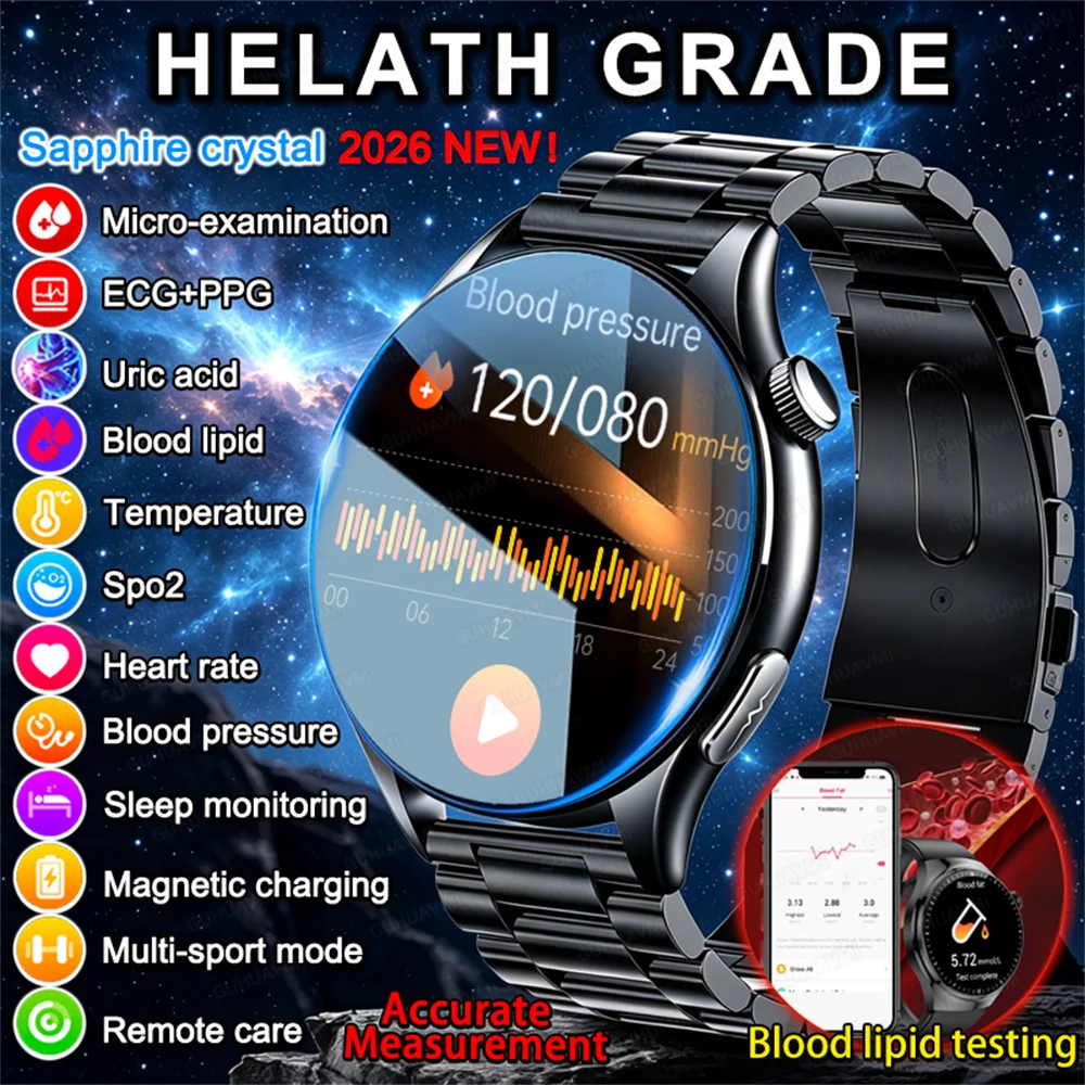 Smart Watch 2026 New Blood oxygen Uric Acid Blood Pressure Fatigue detection micro-physical examination Sapphire Smart watch men
Smart Watch 2026 New Blood oxygen Uric Acid Blood Pressure Fatigue detection micro-physical examination Sapphire Smart watch men