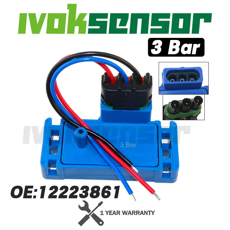 Новый датчик абсолютного давления в коллекторе (MAP) 3 бар для Cadillac, Chevrolet, Chevy, Pontiac, Buick с комплектом проводов и разъемом 12223861
Новый датчик абсолютного давления в коллекторе (MAP) 3 бар для Cadillac, Chevrolet, Chevy, Pontiac, Buick с комплектом проводов и разъемом 12223861