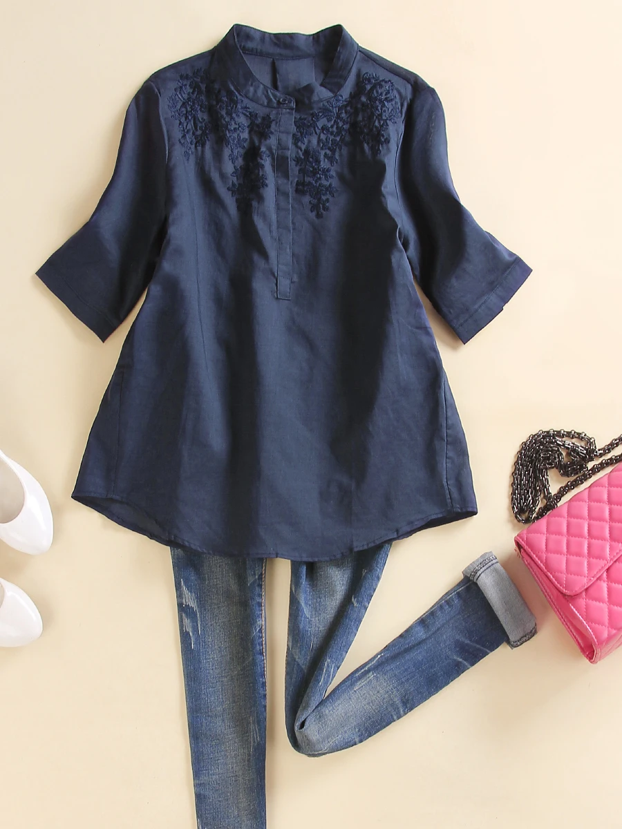 Elegant Embroidered Cotton Linen Shirt Women Summer New Loose Fit Short Sleeve Stand Collar Top Breathable Comfortable Korean...
Elegant Embroidered Cotton Linen Shirt Women Summer New Loose Fit Short Sleeve Stand Collar Top Breathable Comfortable Korean...