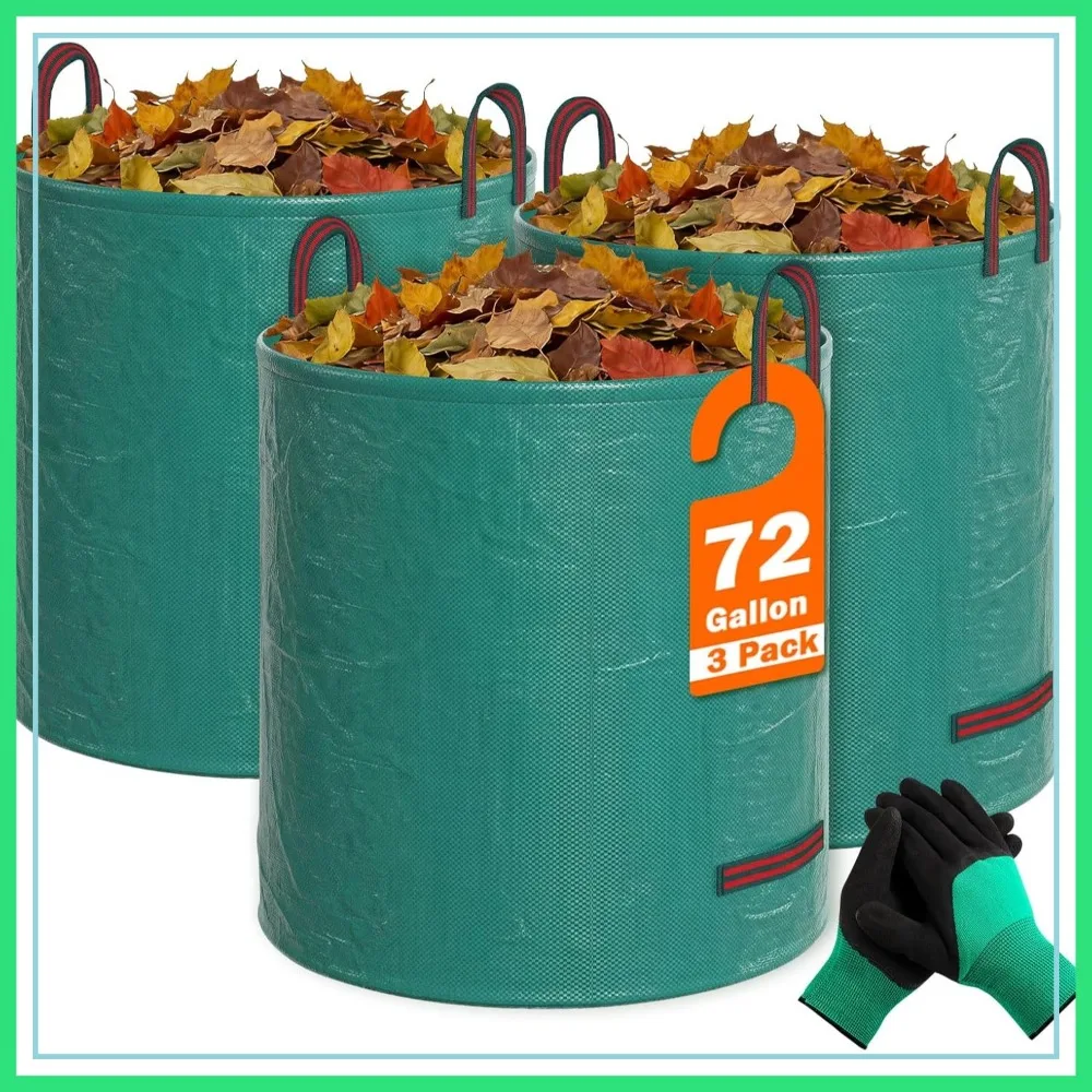 72 Gallon Heavy Duty Yard Waste Bags, 3 Pack Reusable Lawn Leaf Bags with Reinforced Handles, Stand Up for Grass Clippings Debris, Includes Gardening Gloves
72 Gallon Heavy Duty Yard Waste Bags, 3 Pack Reusable Lawn Leaf Bags with Reinforced Handles, Stand Up for Grass Clippings Debris, Includes Gardening Gloves