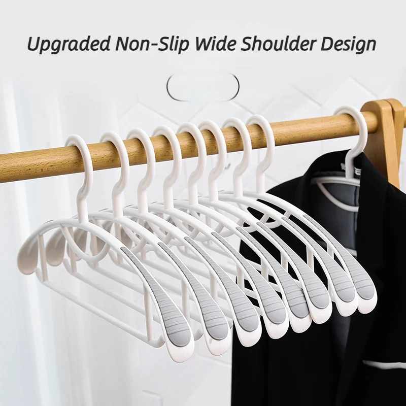 10/15/20pcs Wide Shoulder Anti Slip Hangers, Mark-Free Space Saving Heavy Duty Wardrobe Organizer, White/Grey Plastic Hangers
10/15/20pcs Wide Shoulder Anti Slip Hangers, Mark-Free Space Saving Heavy Duty Wardrobe Organizer, White/Grey Plastic Hangers