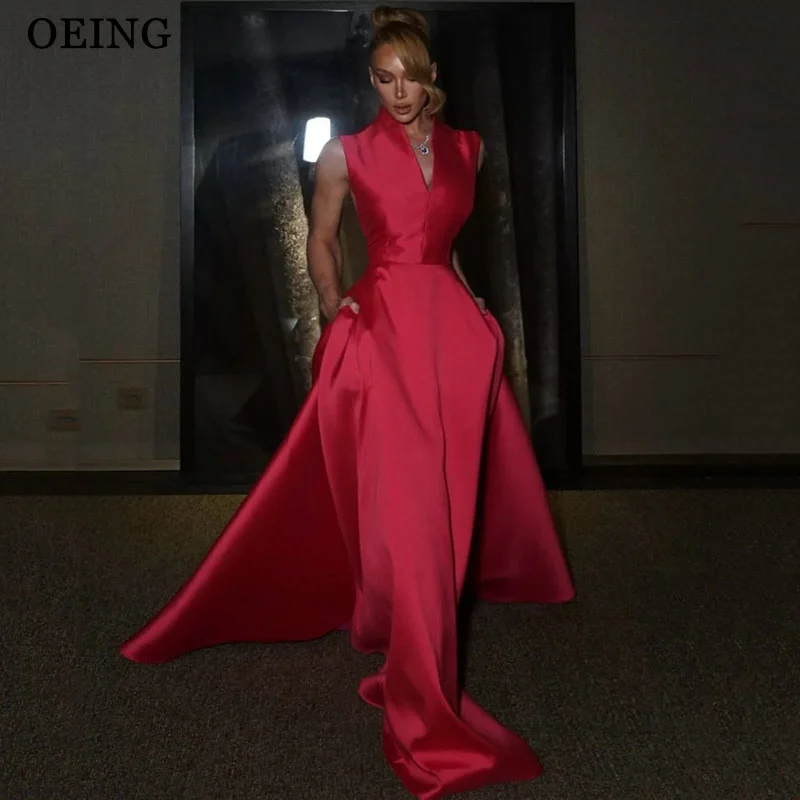 OEING Elegant Mermaid Prom Dresses V-Neck Sleeveless Satin Party Gowns Floor-Length Evening Dress With Train Customized
OEING Elegant Mermaid Prom Dresses V-Neck Sleeveless Satin Party Gowns Floor-Length Evening Dress With Train Customized