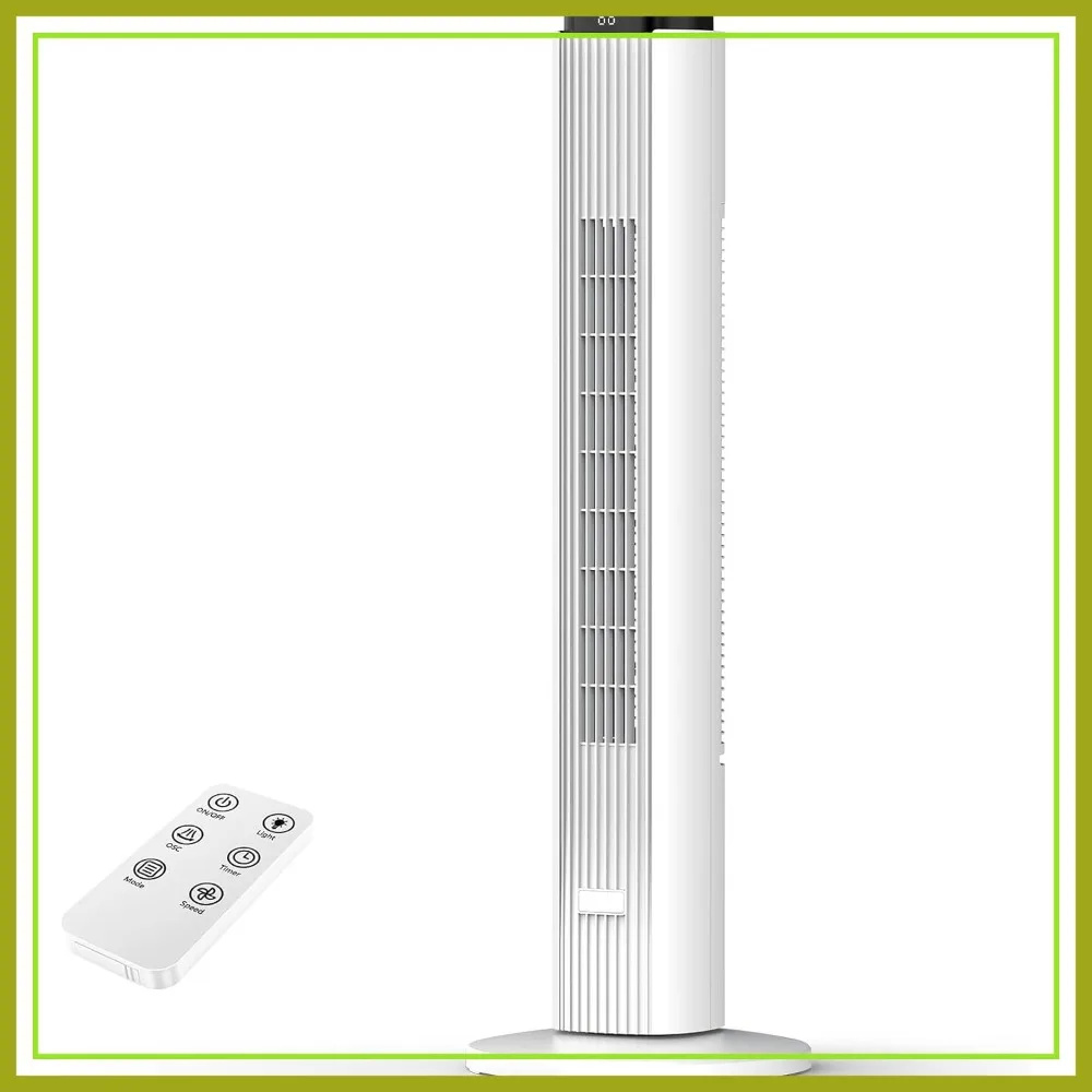 37" Tower Fan for Bedroom, 23ft/s Quiet Standing Fan with Remote, 6 Speeds, 12H Timer, Oscillating, White
37" Tower Fan for Bedroom, 23ft/s Quiet Standing Fan with Remote, 6 Speeds, 12H Timer, Oscillating, White