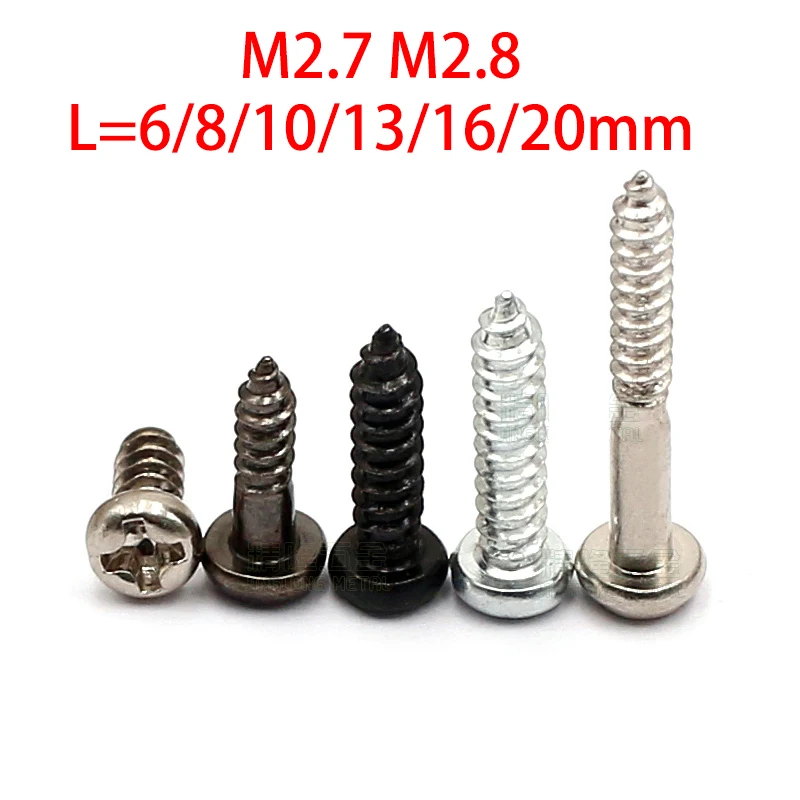 100Pcs M2.7 M2.8 Phillips Flat Countersunk Cross Round Pan Head Self-tapping Laptop Screw Wood Bolts Head Diameter 5.5mm
100Pcs M2.7 M2.8 Phillips Flat Countersunk Cross Round Pan Head Self-tapping Laptop Screw Wood Bolts Head Diameter 5.5mm