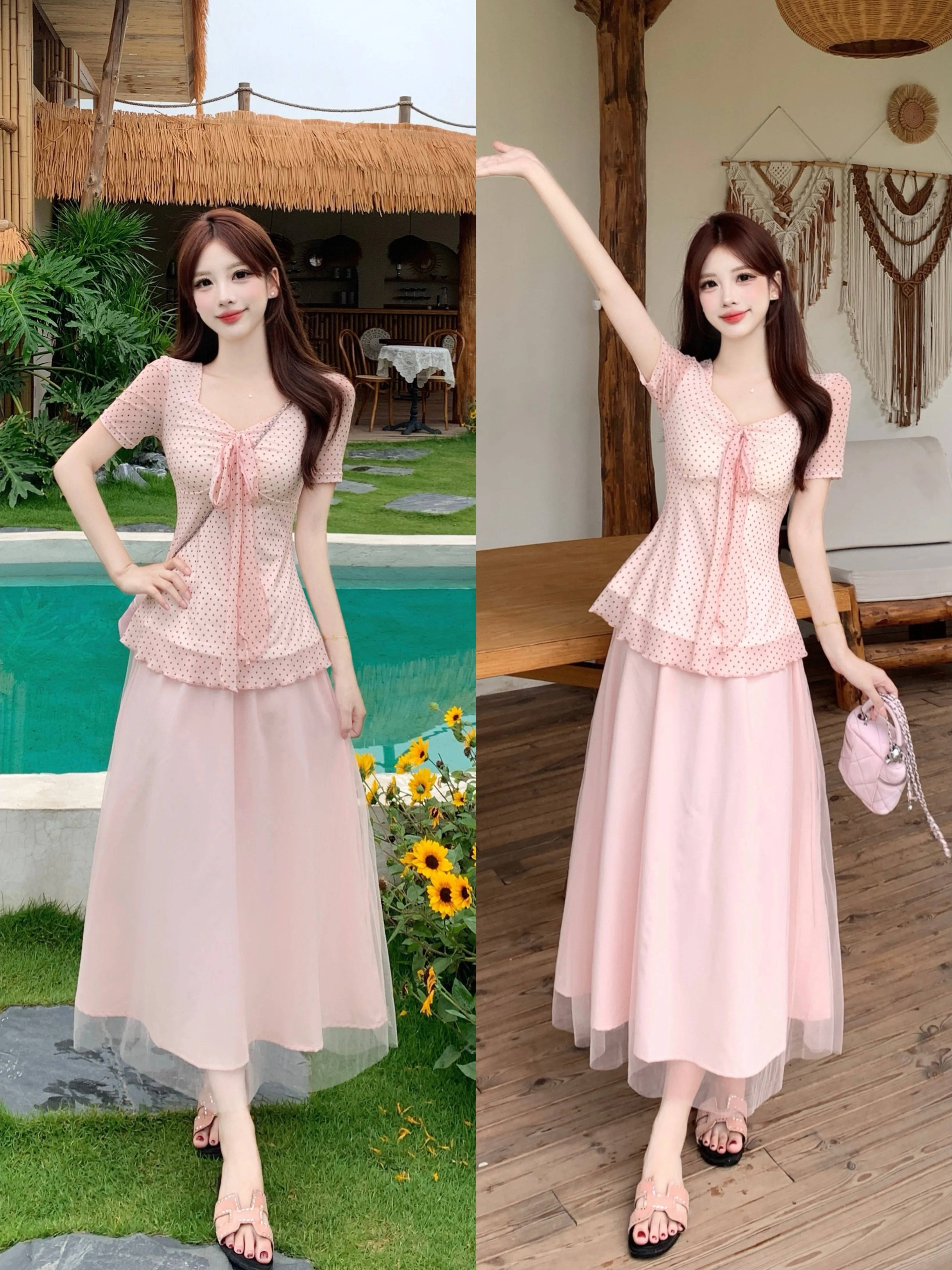 plus Size Women's Polka Dot Mesh Waist-Cinching Top And Skirt Set Summer Beautiful Slimming Fashion Korean Style Commute
plus Size Women's Polka Dot Mesh Waist-Cinching Top And Skirt Set Summer Beautiful Slimming Fashion Korean Style Commute