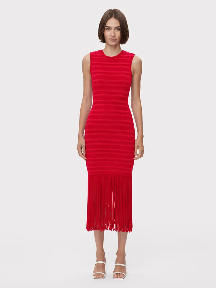 Sexy O Neck Stripe Transparent Patchwork Bandage Dress Women Red Sleeveless Tassel Bodycon Dress Elegant Evening Party Gowns
Sexy O Neck Stripe Transparent Patchwork Bandage Dress Women Red Sleeveless Tassel Bodycon Dress Elegant Evening Party Gowns