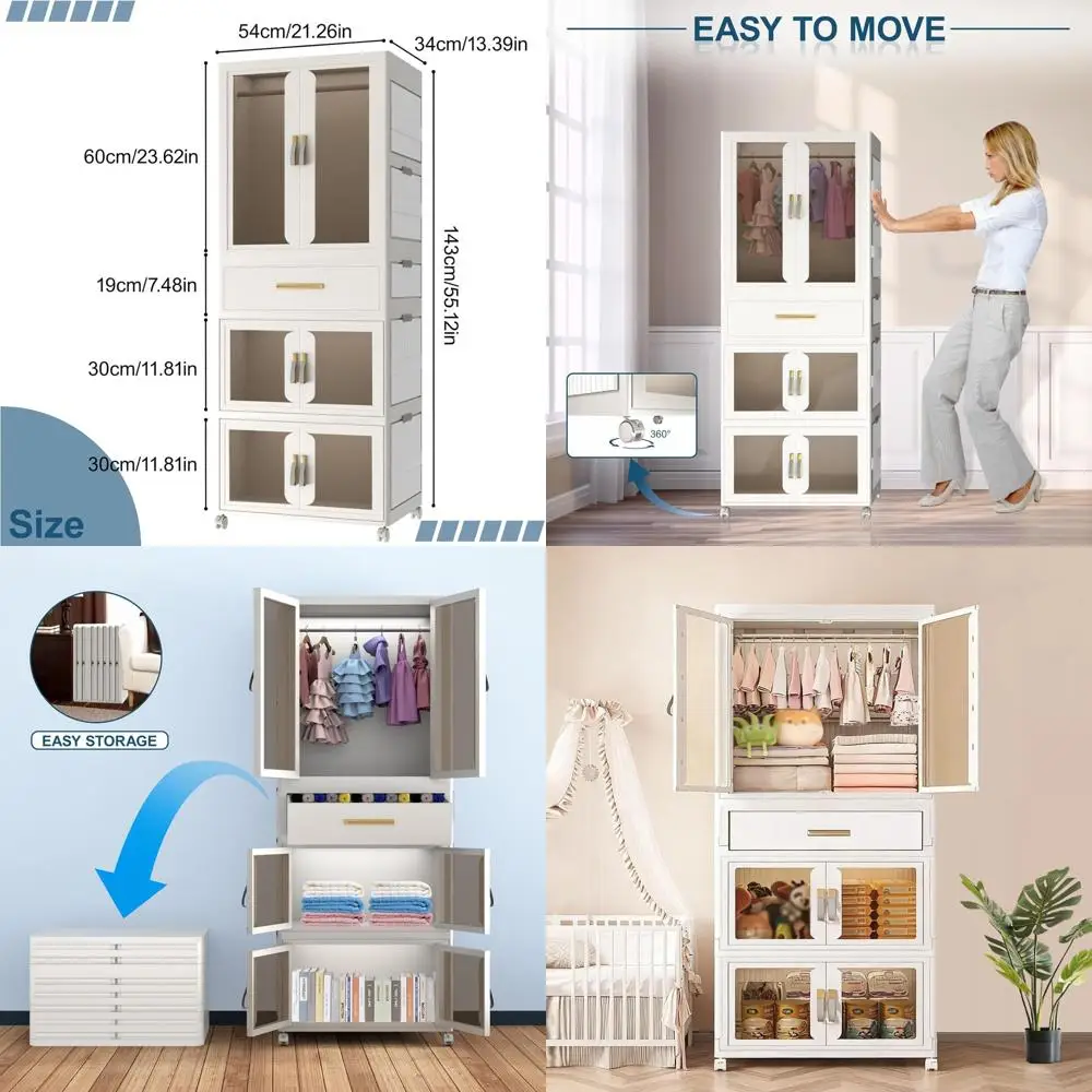 Белый большой пластиковый портативный шкаф-гардероб с перекладиной для вешалок, складной шкаф для хранения вещей для детской комнаты
Белый большой пластиковый портативный шкаф-гардероб с перекладиной для вешалок, складной шкаф для хранения вещей для детской комнаты