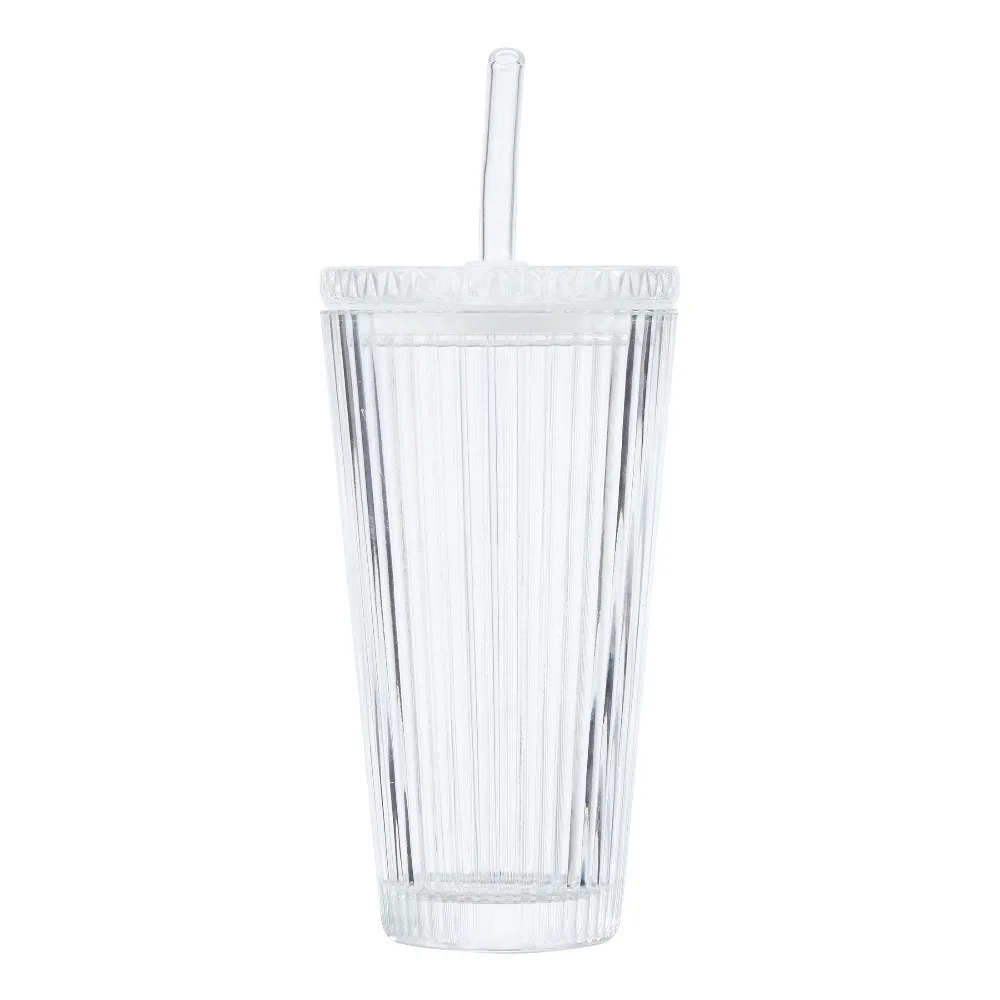 21oz Glass Tumbler with Ribbed Design Includes Glass Lid and Reusable Straw Insulated Cup for Cold and Hot Drinks
21oz Glass Tumbler with Ribbed Design Includes Glass Lid and Reusable Straw Insulated Cup for Cold and Hot Drinks