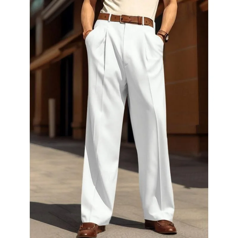 Loose Wide Leg Trousers for Men Casual Comfortable West Pants Side Buckle Business Scene Neutral Style Spring Collection
Loose Wide Leg Trousers for Men Casual Comfortable West Pants Side Buckle Business Scene Neutral Style Spring Collection