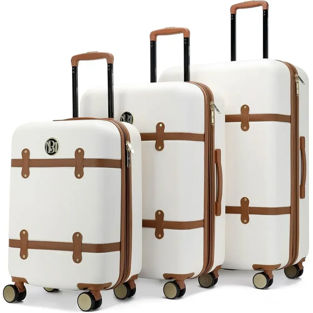 3 Piece Expandable Retro Large Polyte-ABS Luggage Set in White
3 Piece Expandable Retro Large Polyte-ABS Luggage Set in White