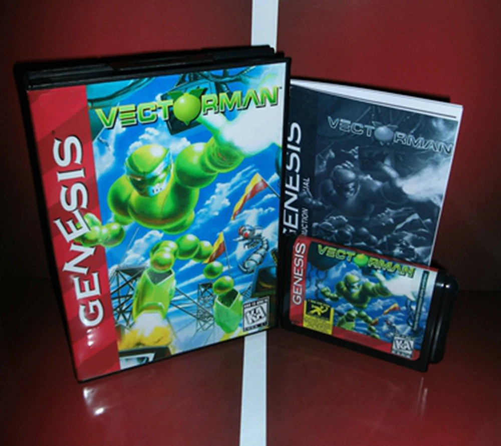 Vectorman с коробкой и руководством для 16-битного игрового картриджа Sega MD, система Megadrive Genesis
Vectorman с коробкой и руководством для 16-битного игрового картриджа Sega MD, система Megadrive Genesis