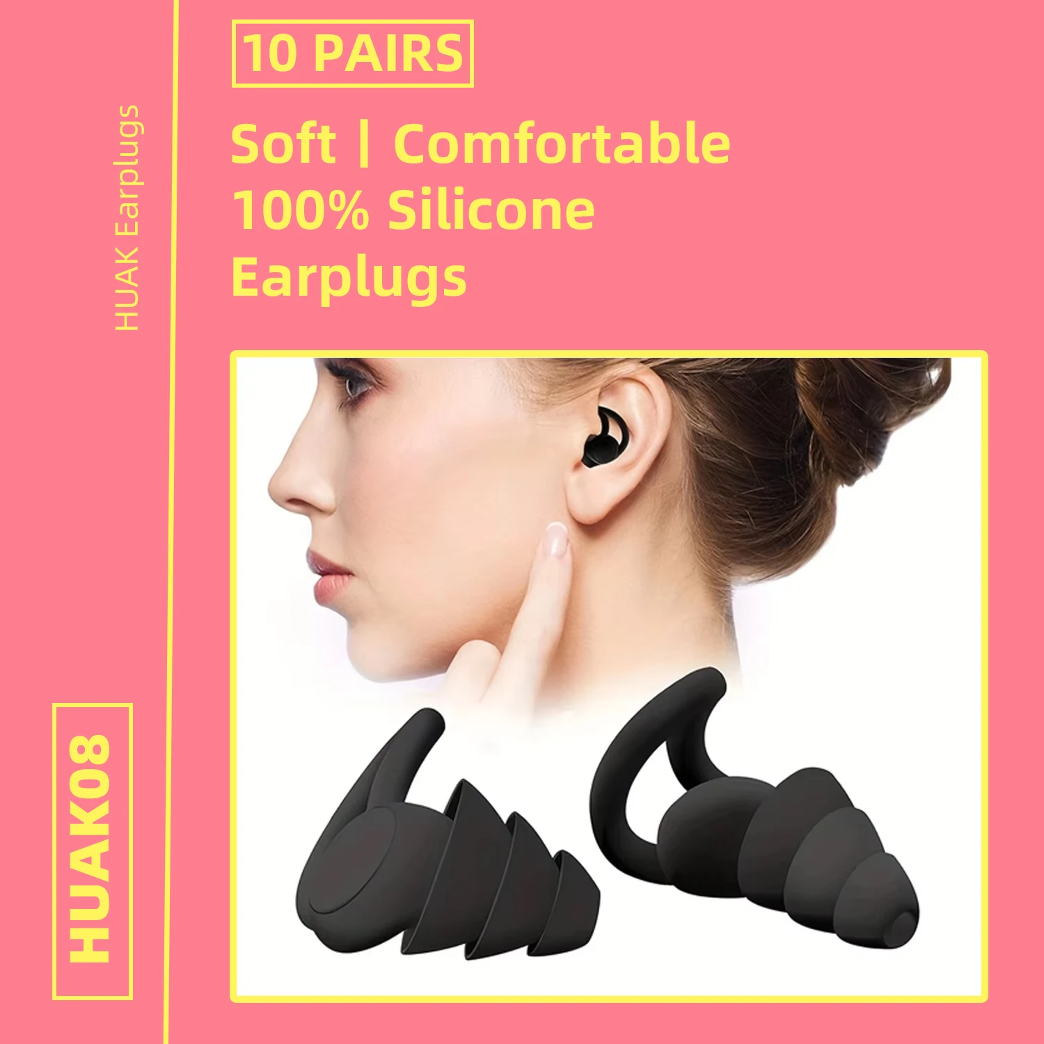 HUAK 08 10Pairs 3-layers Soft Silicone Noise Cancel Earplugs Anti-noise Earplug For Concerts Sleep Swim Reusable Ear Plugs
HUAK 08 10Pairs 3-layers Soft Silicone Noise Cancel Earplugs Anti-noise Earplug For Concerts Sleep Swim Reusable Ear Plugs