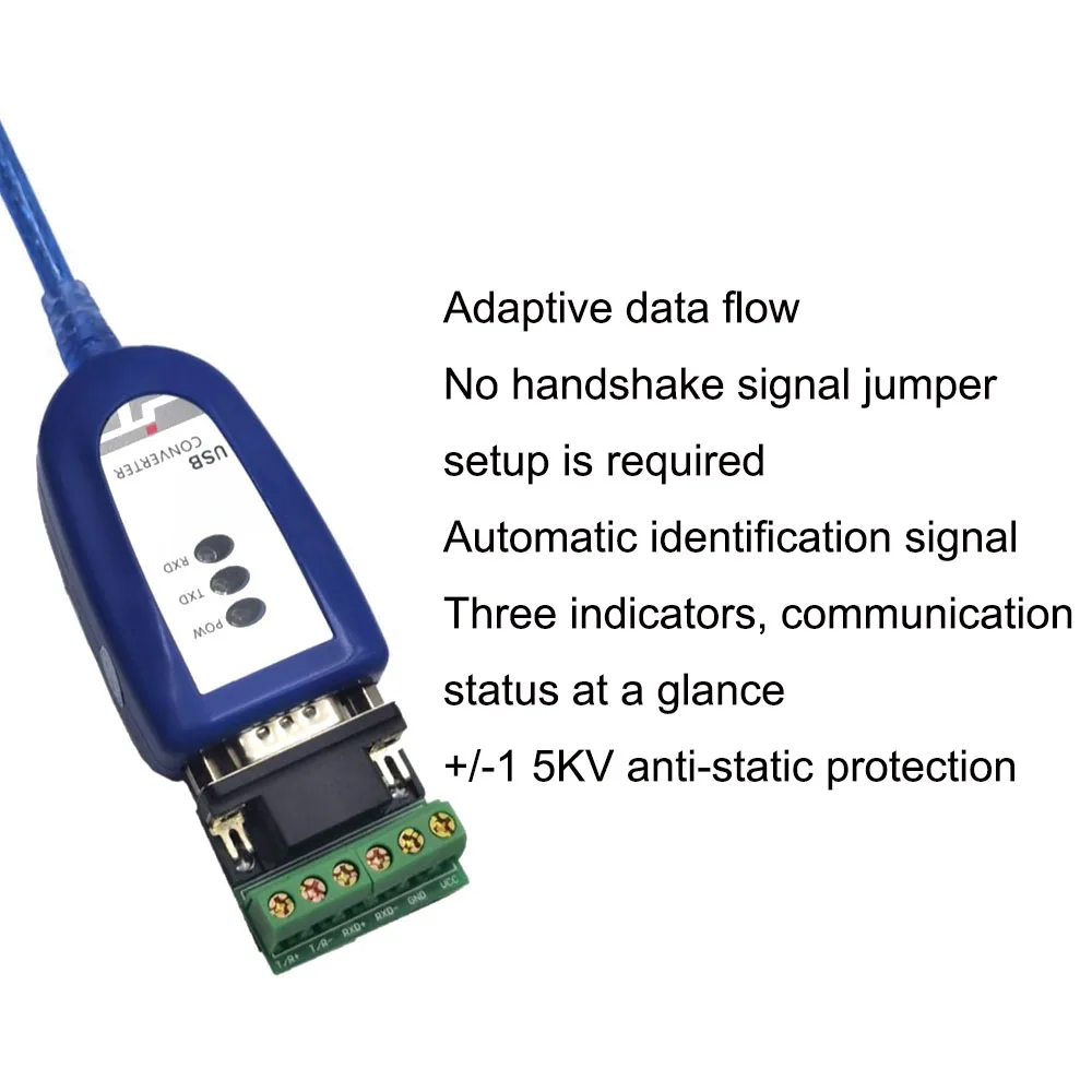 USB to 485/422 Serial Cable Anti-interference RS485 to USB Communication Serial Converter Cable ESD/Short-circuit Protection
USB to 485/422 Serial Cable Anti-interference RS485 to USB Communication Serial Converter Cable ESD/Short-circuit Protection