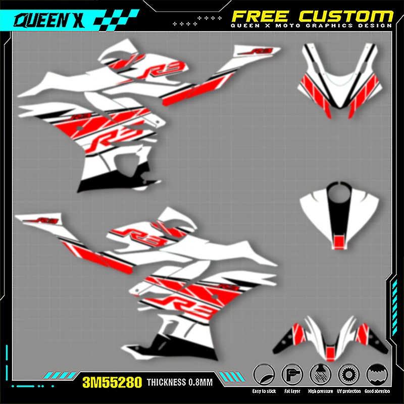 Queen X MOTOR For YAMAHA R3 2019 2020 2021 2022 2023 Full Fairing Motorcycle Graphics Decals Stickers Kits 007
Queen X MOTOR For YAMAHA R3 2019 2020 2021 2022 2023 Full Fairing Motorcycle Graphics Decals Stickers Kits 007