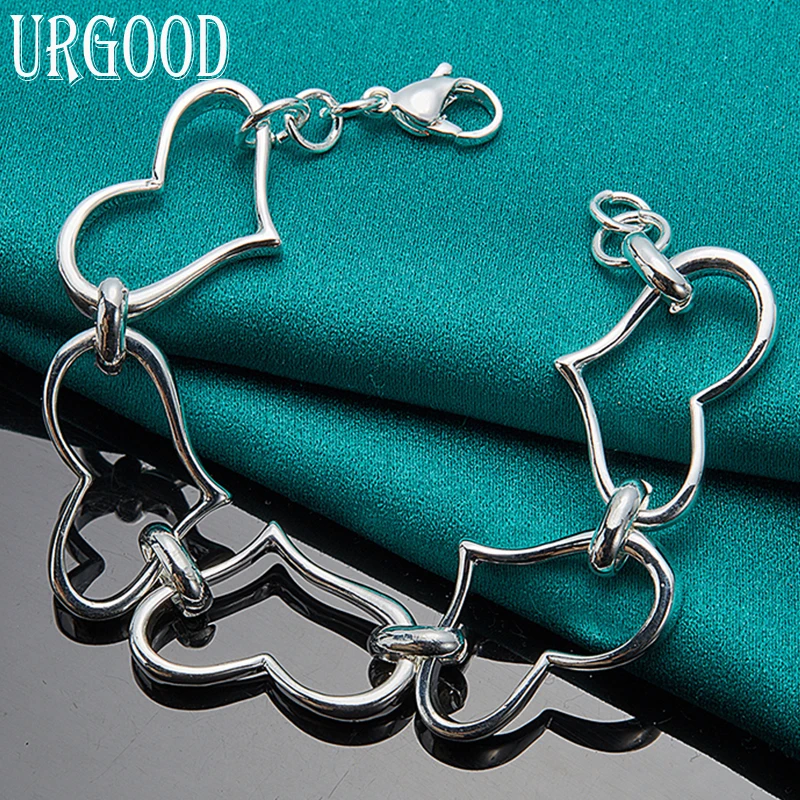 925 Sterling Silver Big Heart-Shaped Bracelet Chain For Women Men Party Engagement Wedding Fashion Jewelry
925 Sterling Silver Big Heart-Shaped Bracelet Chain For Women Men Party Engagement Wedding Fashion Jewelry