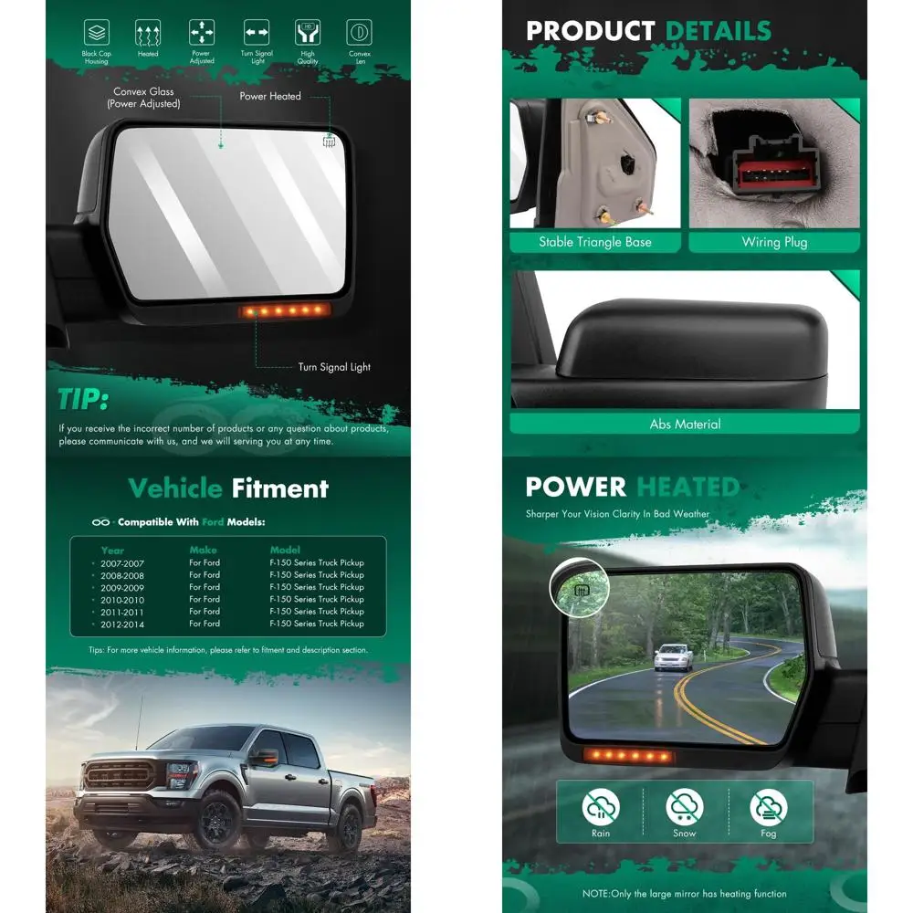 Буксирные зеркала, подходят для внешних аксессуаров Ford. Зеркала подходят 2007-2014 гг. Для грузовика Ford F-150 с янтарным указателем поворота и пудингом.
Буксирные зеркала, подходят для внешних аксессуаров Ford. Зеркала подходят 2007-2014 гг. Для грузовика Ford F-150 с янтарным указателем поворота и пудингом.