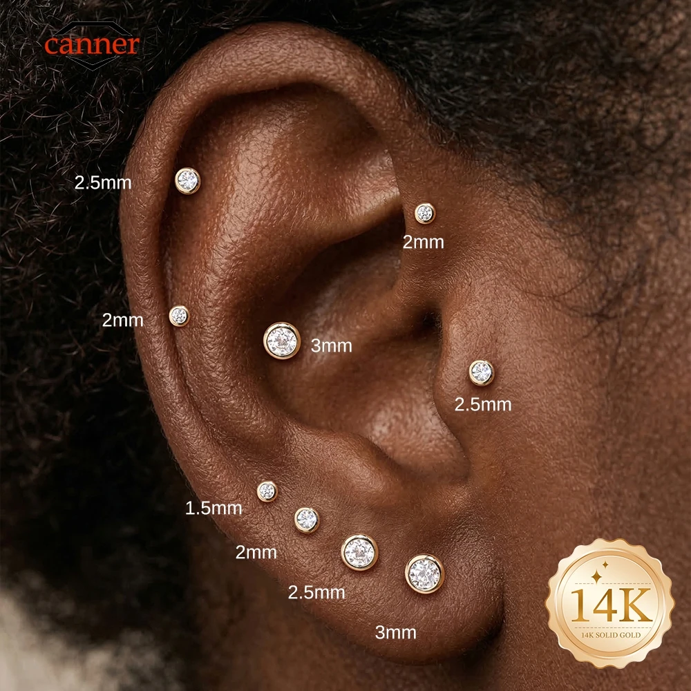 CANNER 1PC 14K Solid Gold Titanium Piercing Post Classic 1.5/2/2.5/3/4mm Round CZ Ear Bone For Women Men Earring Jewelry Gift
CANNER 1PC 14K Solid Gold Titanium Piercing Post Classic 1.5/2/2.5/3/4mm Round CZ Ear Bone For Women Men Earring Jewelry Gift