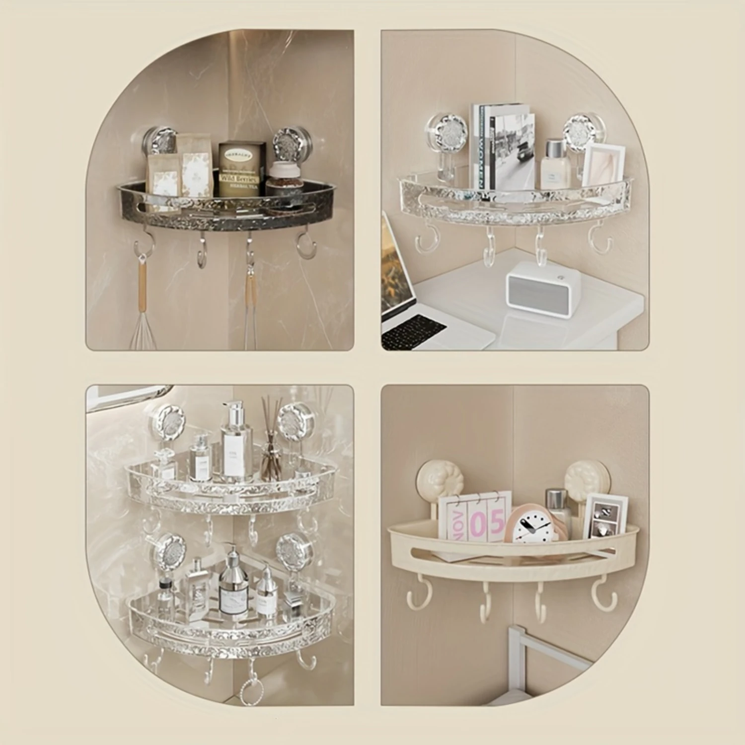Corner Shelf Organizer for Bathroom & Kitchen - Wall-Mounted Triangle Rack, No-Drill Plastic Tray
Corner Shelf Organizer for Bathroom & Kitchen - Wall-Mounted Triangle Rack, No-Drill Plastic Tray