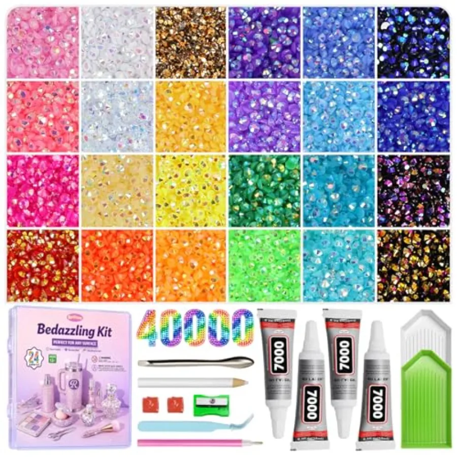 40000Pcs Resin Jelly Rhinestones for Bedazzling, 3mm Multicolor Flatback Rhinestones, Bedazzling Kit with 4Pcs Jewelry Glue and
40000Pcs Resin Jelly Rhinestones for Bedazzling, 3mm Multicolor Flatback Rhinestones, Bedazzling Kit with 4Pcs Jewelry Glue and