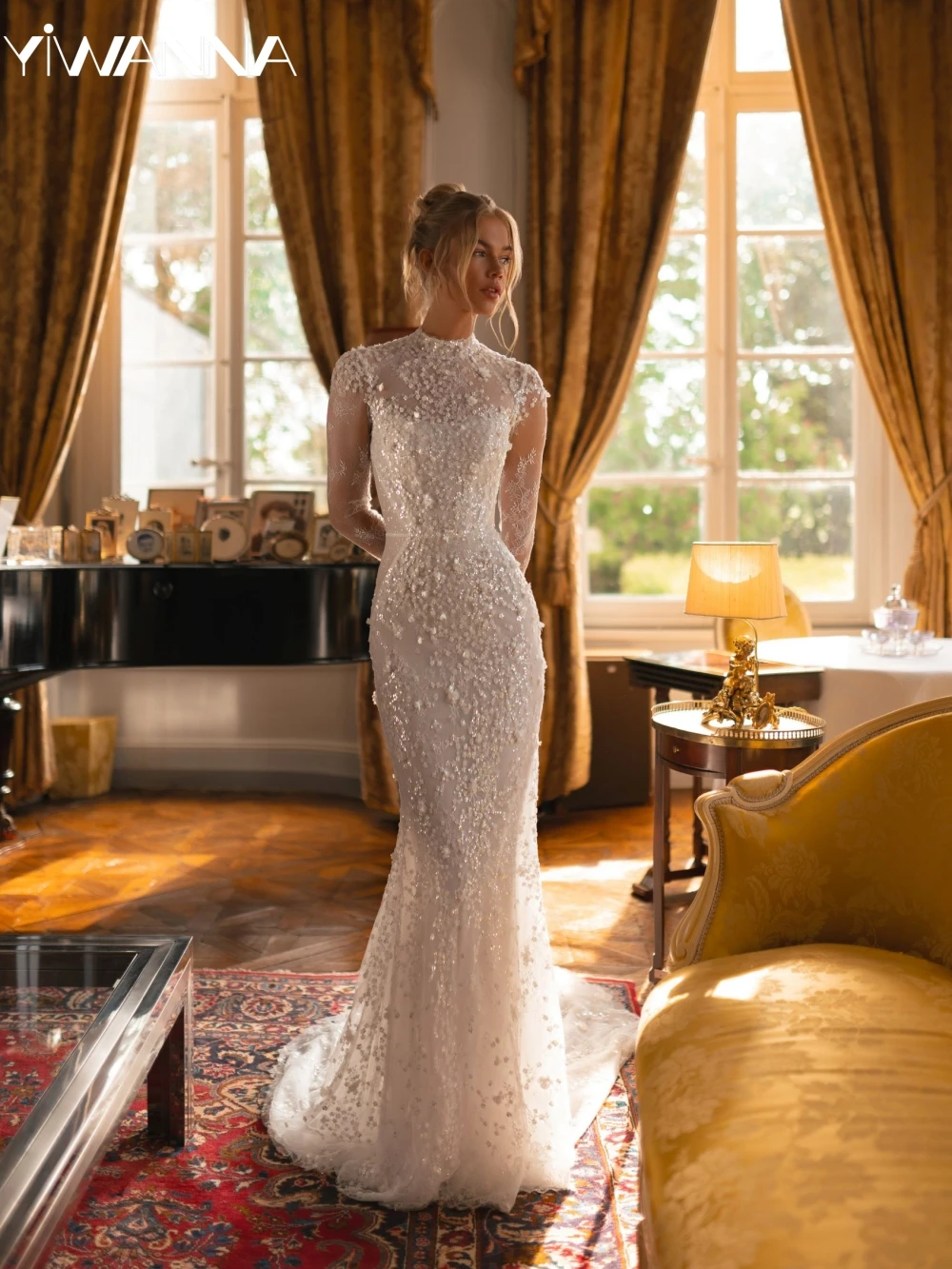 Sequined Lace Mermaid Long Wedding Dress High Collar Long Sleeve Bridal Gown 2025 Customized 3D Flower Dresses For Bride
Sequined Lace Mermaid Long Wedding Dress High Collar Long Sleeve Bridal Gown 2025 Customized 3D Flower Dresses For Bride