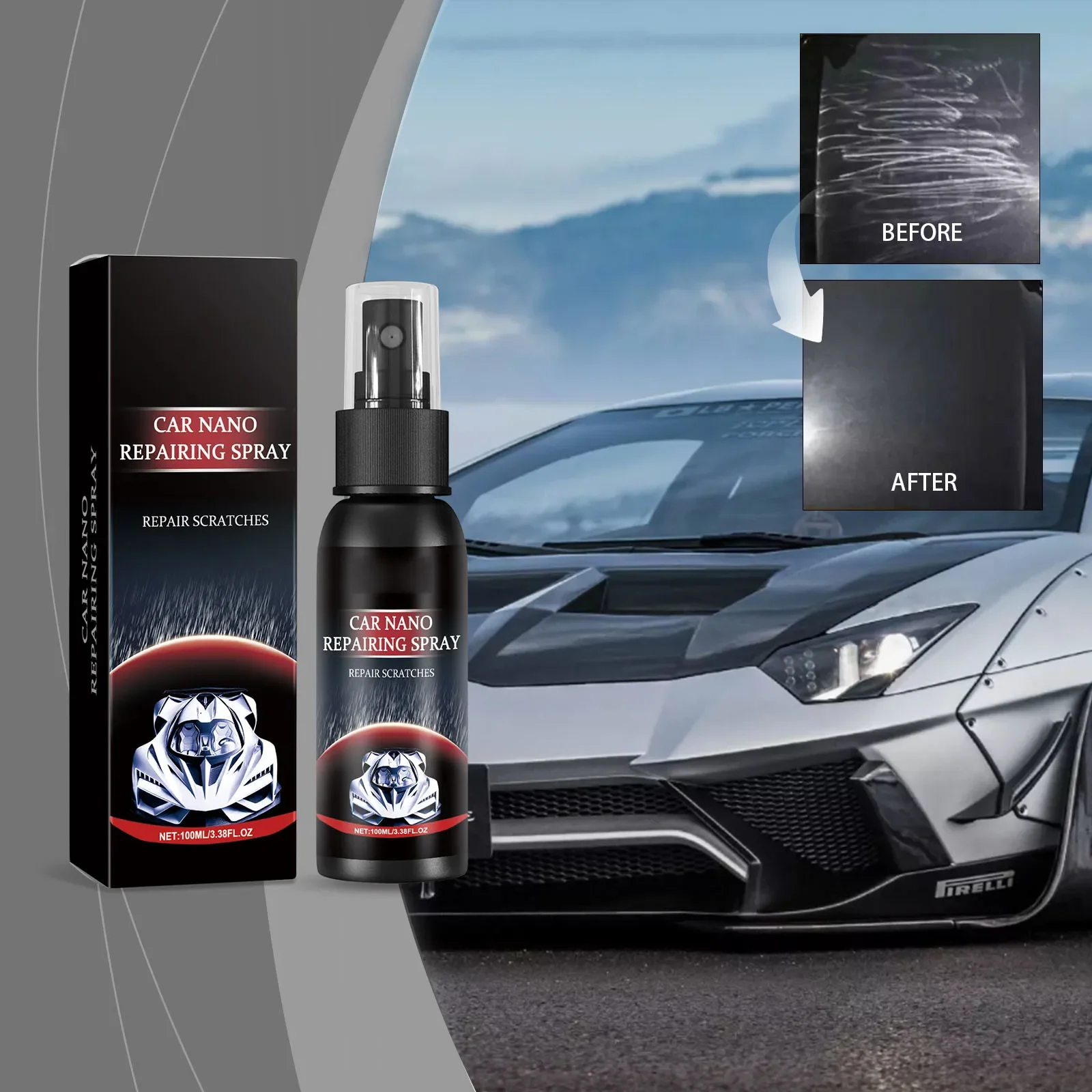 Car Nano Repairing Spray Ultimate Средство для полировки и нанесения покрытия автомобиля Спрей для мгновенного блеска и (100 мл) Voitures Accessoire
Car Nano Repairing Spray Ultimate Средство для полировки и нанесения покрытия автомобиля Спрей для мгновенного блеска и (100 мл) Voitures Accessoire