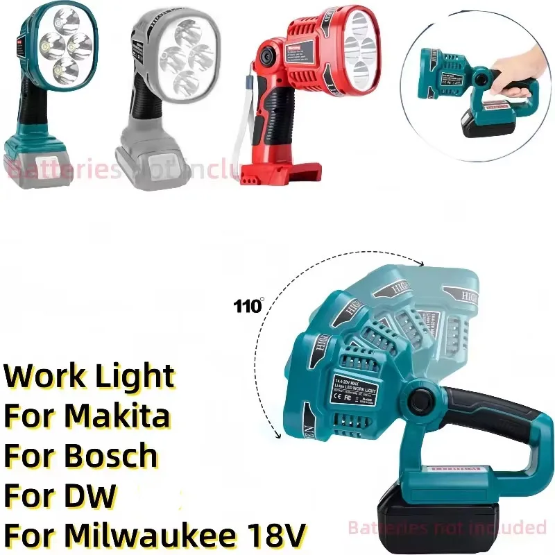Новый рабочий фонарь с 4 режимами работы для аккумуляторов Dewalt/Bosch/Makita/Milwaukee 18/14.4В, беспроводной светодиодный фонарик с USB, уличный прожектор
Новый рабочий фонарь с 4 режимами работы для аккумуляторов Dewalt/Bosch/Makita/Milwaukee 18/14.4В, беспроводной светодиодный фонарик с USB, уличный прожектор