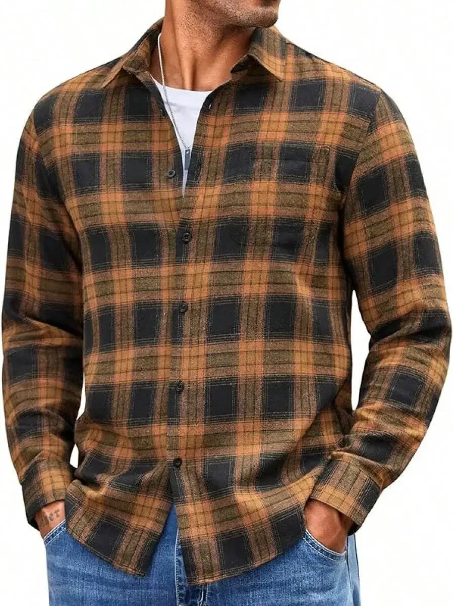 Mens Long Sleeve Flannel Shirt Casual Button Down Plaid Top With Chest Pocket
Mens Long Sleeve Flannel Shirt Casual Button Down Plaid Top With Chest Pocket