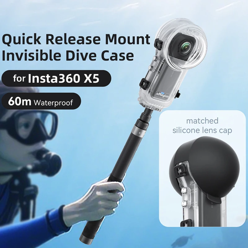 60M Quick Release Full Invisible Dive Housing Waterproof Case with Lens Cap for Insta360 X5 Depth Underwater Camera Accessories
60M Quick Release Full Invisible Dive Housing Waterproof Case with Lens Cap for Insta360 X5 Depth Underwater Camera Accessories
