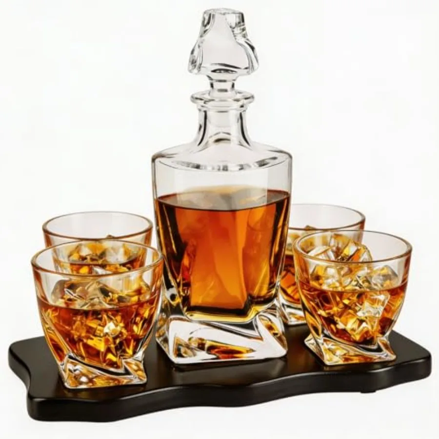 Ember Jnese Crystal Whisky Decanter Set with 4 Tumbler Glasses, Lead-Free Liquor Carafe 10oz Rocks Glasses - Scotch Bourbon, Sp
Ember Jnese Crystal Whisky Decanter Set with 4 Tumbler Glasses, Lead-Free Liquor Carafe 10oz Rocks Glasses - Scotch Bourbon, Sp