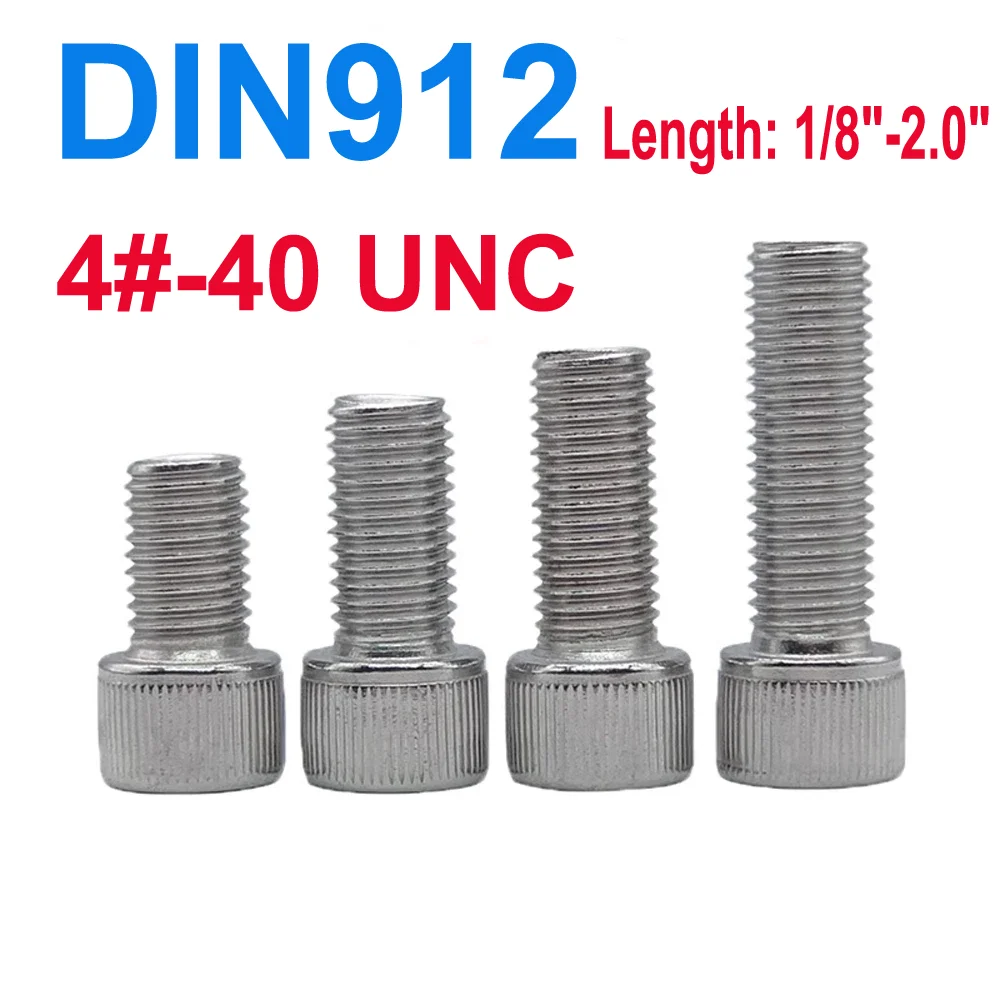 4#-40 UNC Thread DIN912 SUS304 Stainless Steel Hexagon Socket Knurled Cap Head Bolts Allen Key Screws Full Threaded
4#-40 UNC Thread DIN912 SUS304 Stainless Steel Hexagon Socket Knurled Cap Head Bolts Allen Key Screws Full Threaded