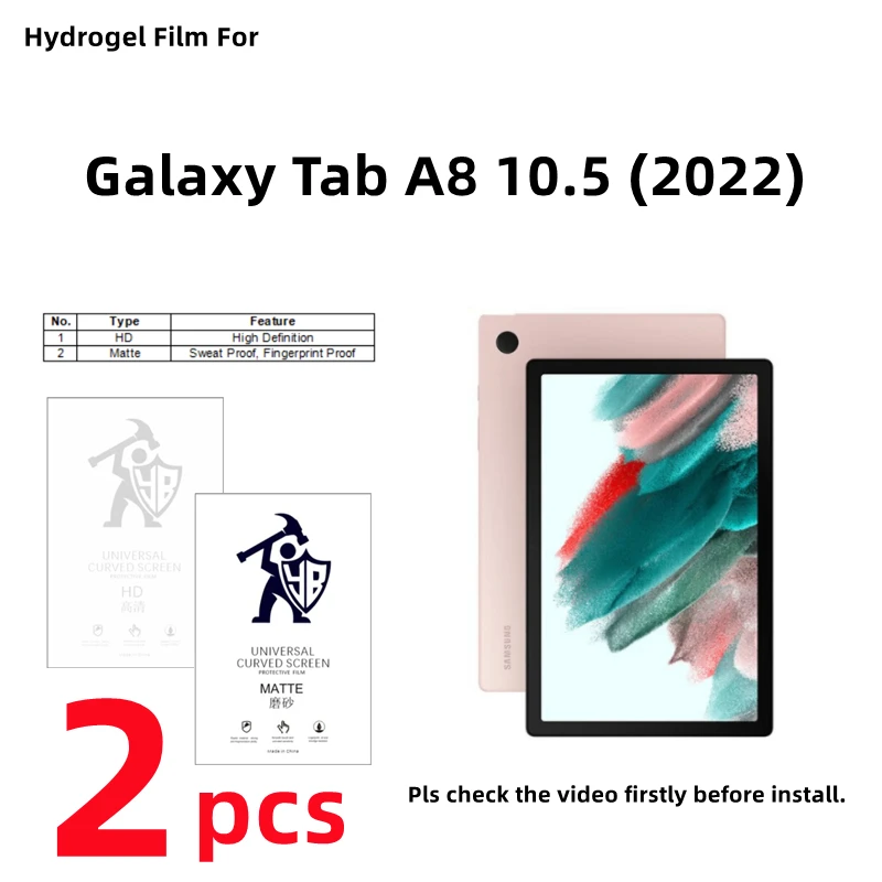 2pcs HD Hydrogel Film For Samsung Galaxy Tab A8 10.5 (2022) Matte Screen Protector For Tab A8 Clear/Frosted Full Cover Protect
2pcs HD Hydrogel Film For Samsung Galaxy Tab A8 10.5 (2022) Matte Screen Protector For Tab A8 Clear/Frosted Full Cover Protect