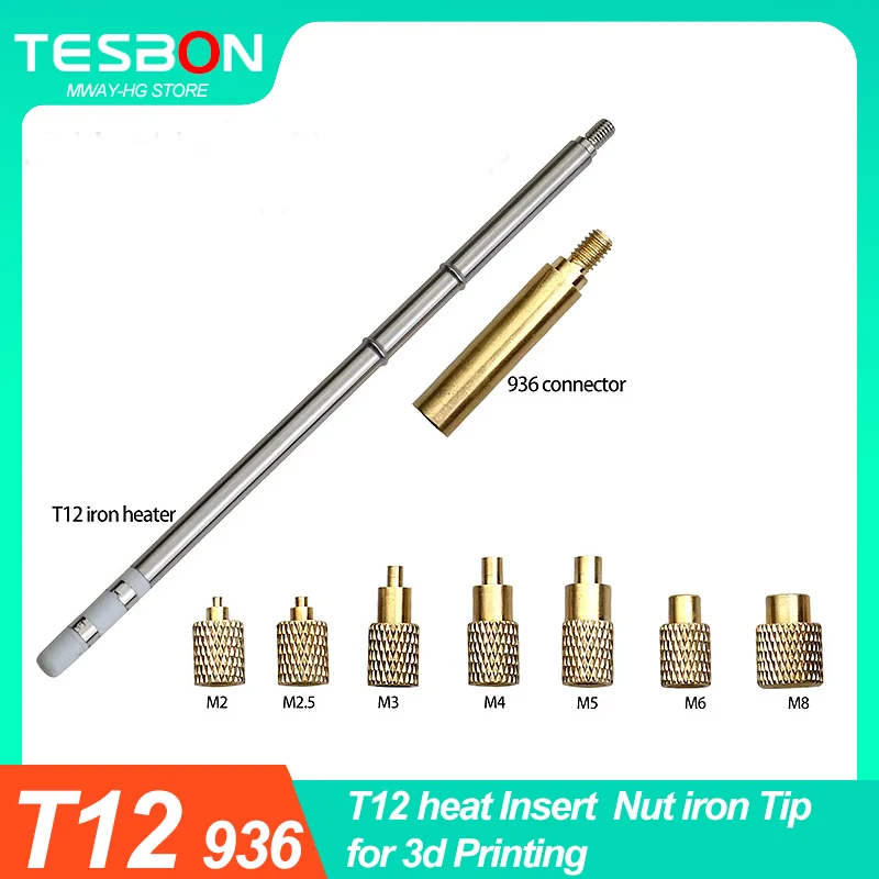 3D Printed Parts Heat Set Insert Tool M2 M3 M4 M5 M6 M8 Hot Melt Brass Knurled Nut Embedded Insertion T12 936 Solder iron Tip
3D Printed Parts Heat Set Insert Tool M2 M3 M4 M5 M6 M8 Hot Melt Brass Knurled Nut Embedded Insertion T12 936 Solder iron Tip