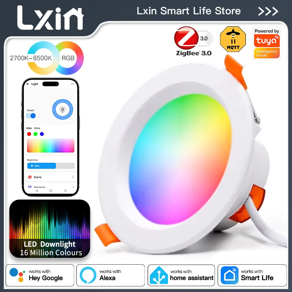 Lxin tuya Downlight Zigbee3.0, Smart 5/7/10/15W LED Dimming Spot Light, RGBCW Color Warm Cool Lamp, Voice with Alexa Google Home
Lxin tuya Downlight Zigbee3.0, Smart 5/7/10/15W LED Dimming Spot Light, RGBCW Color Warm Cool Lamp, Voice with Alexa Google Home