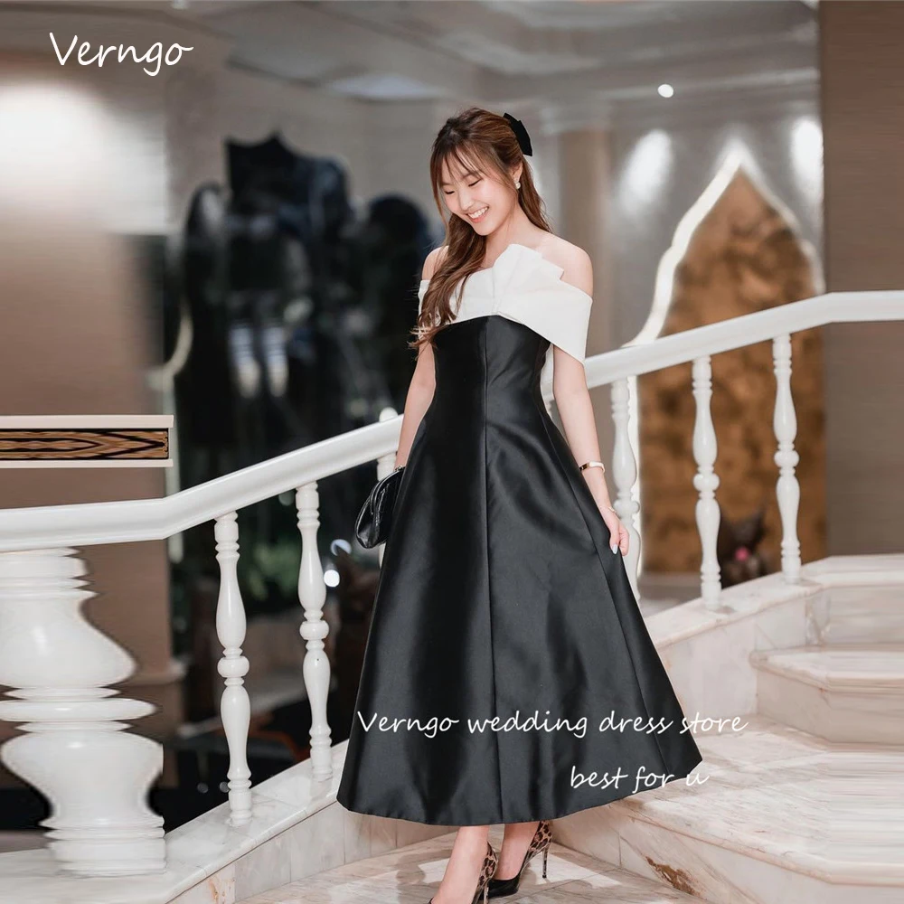 Verngo Off the Shoulder Black And White A Line Evening Party Dresses Sleeves Korea Ankle Length Prom Gowns Formal Dress Simple
Verngo Off the Shoulder Black And White A Line Evening Party Dresses Sleeves Korea Ankle Length Prom Gowns Formal Dress Simple