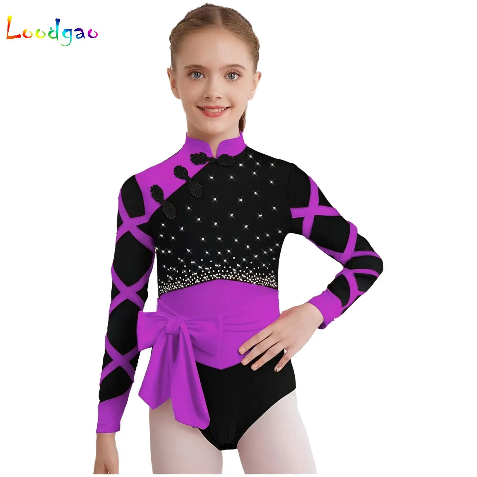 Kids Girls Ballet Gymnastics Leotard Rhinestones Knot Button Long Sleeve Leotard Athletic Unitard Biketard Dance Class Costume
Kids Girls Ballet Gymnastics Leotard Rhinestones Knot Button Long Sleeve Leotard Athletic Unitard Biketard Dance Class Costume