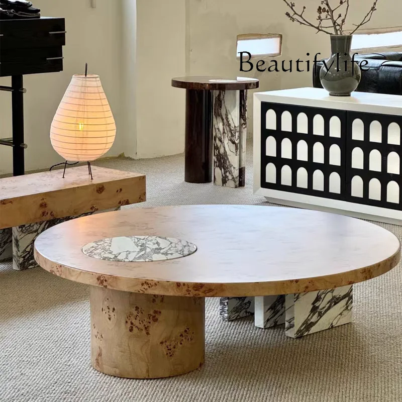 Medieval solid wood coffee table light luxury marble tree tumor bark round coffee table premium combination coffee table
Medieval solid wood coffee table light luxury marble tree tumor bark round coffee table premium combination coffee table