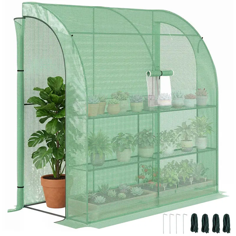Outsunny 7' x 3' x 7' Lean to Greenhouse, Walk-In Green House, Plant Nursery with 2 Roll-up Doors and Windows, PE Cover and 3 Wire Shelves, Green
Outsunny 7' x 3' x 7' Lean to Greenhouse, Walk-In Green House, Plant Nursery with 2 Roll-up Doors and Windows, PE Cover and 3 Wire Shelves, Green