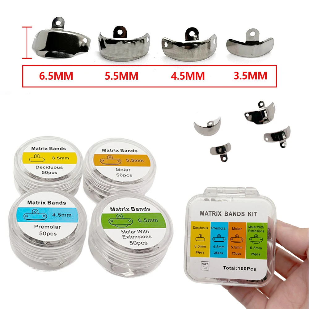Dental Contoured Metal Matrix Bands Kit 3.5/4.5/5.5/6.5mm - Professional Teeth Replacement Dentistry Tools
Dental Contoured Metal Matrix Bands Kit 3.5/4.5/5.5/6.5mm - Professional Teeth Replacement Dentistry Tools