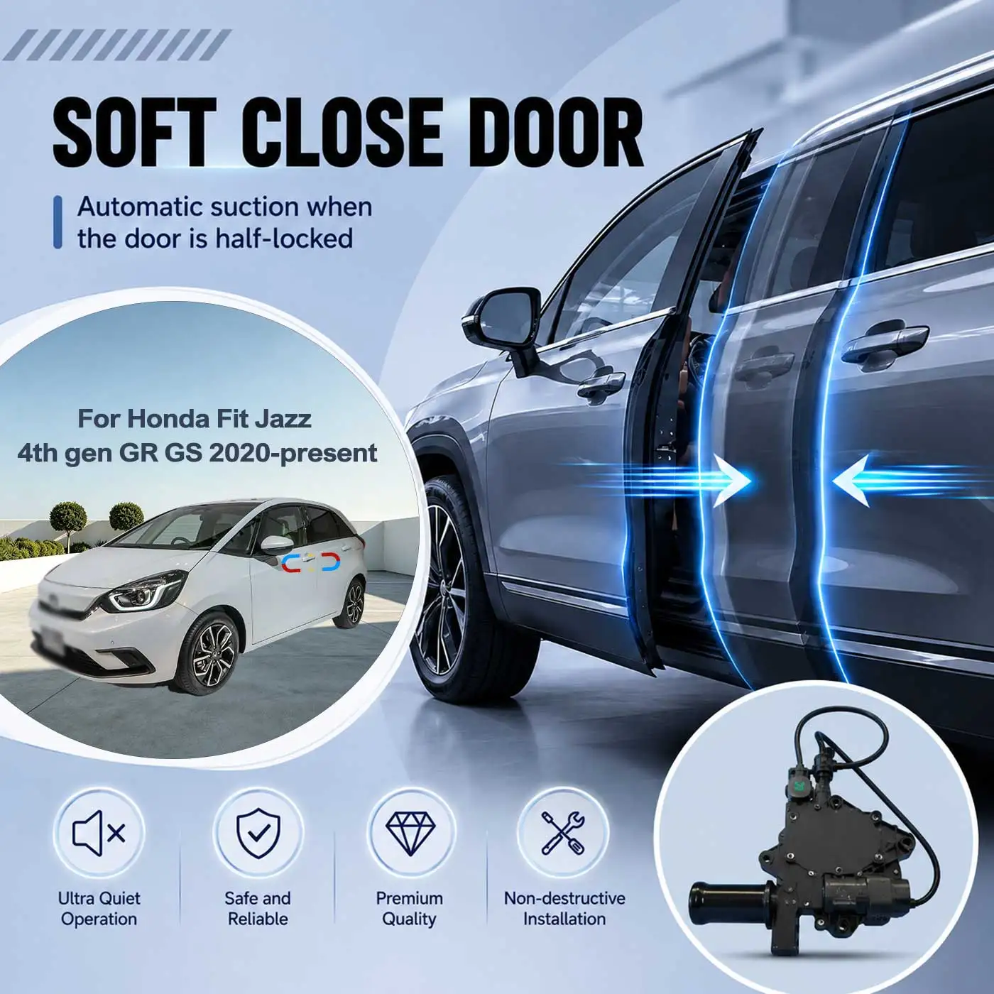For Honda Fit Jazz 4th gen GR GS 2020-present Electric Soft Close Door Auto Pull-In Suction Lock Intelligent Silent Closer Kit
For Honda Fit Jazz 4th gen GR GS 2020-present Electric Soft Close Door Auto Pull-In Suction Lock Intelligent Silent Closer Kit