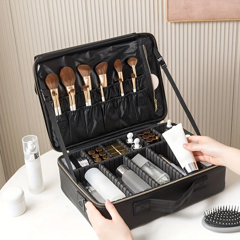 Travel Makeup Train Case Professional Cosmetic Bag Organizer Portable Make Up Compartments Tool Box Vanity With Adjustable Div
Travel Makeup Train Case Professional Cosmetic Bag Organizer Portable Make Up Compartments Tool Box Vanity With Adjustable Div