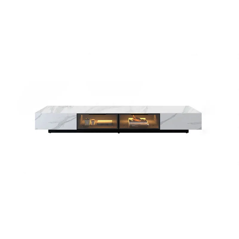 Italian white rock slab solid wood TV cabinet coffee table combination glass living room film and television black TV counter
Italian white rock slab solid wood TV cabinet coffee table combination glass living room film and television black TV counter