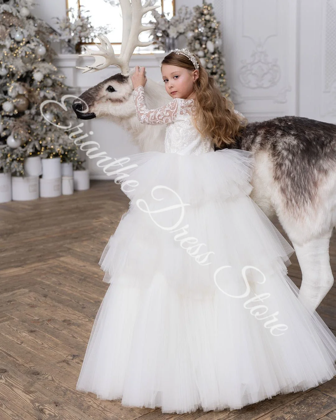 Princess White Tulle Puffy Lace Applique Flower Girl Dress For Wedding Kids Birthday Party First Communion Ball Gowns Customized
Princess White Tulle Puffy Lace Applique Flower Girl Dress For Wedding Kids Birthday Party First Communion Ball Gowns Customized